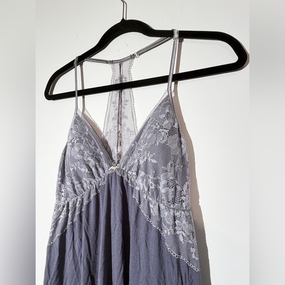 Victoria's Secret Grey Lace Modal Chemise Babydoll Nightgown Slip Dress Medium - Picture 2 of 9